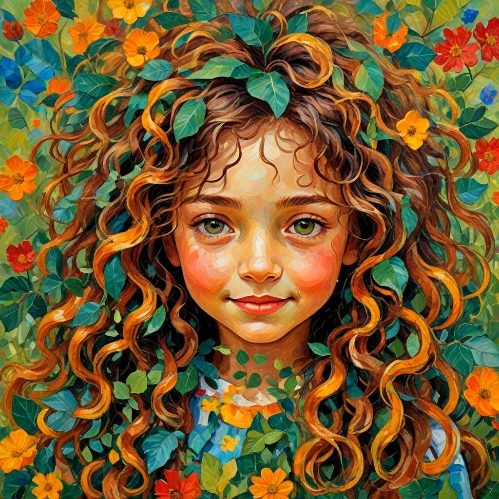 Vibrant Girl in Whimsical Nature