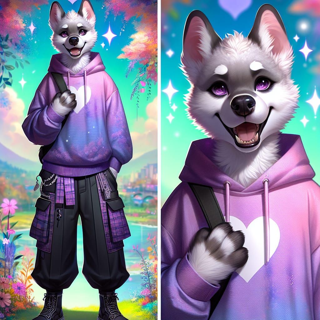 Adorable Pink Doberman in Whimsical Fantasy Scene