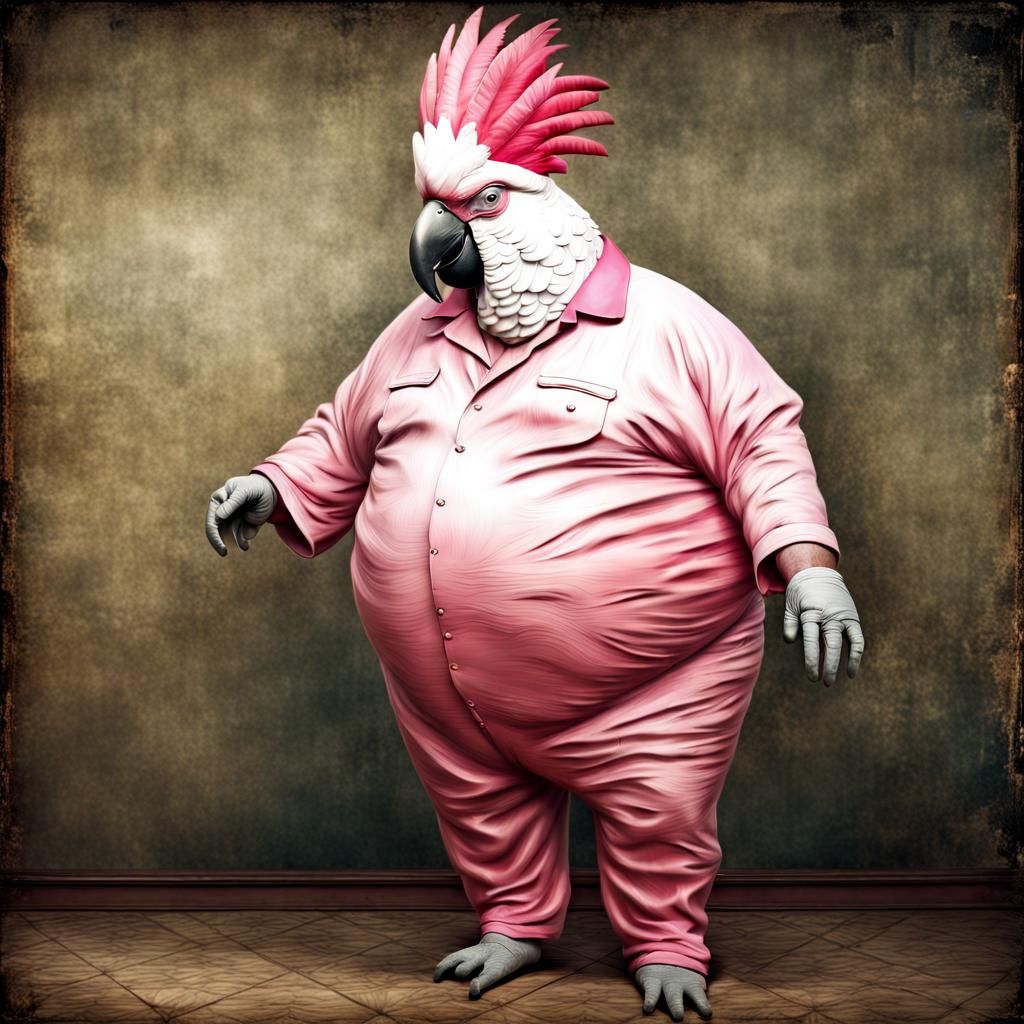 Vintage Photo of Drunk Man in Cockatoo Costume