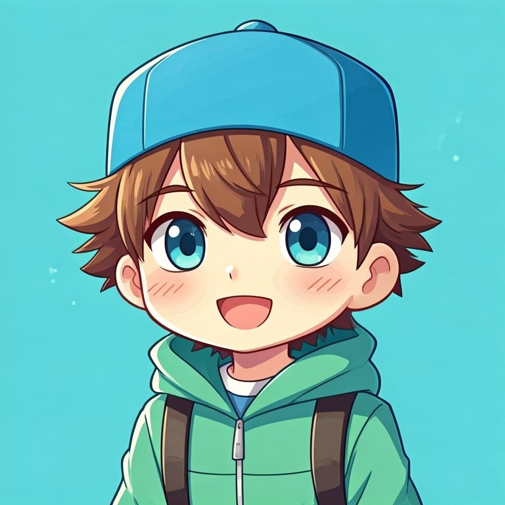 Excited Chibi Pokémon Trainer in Watercolor Anime Style