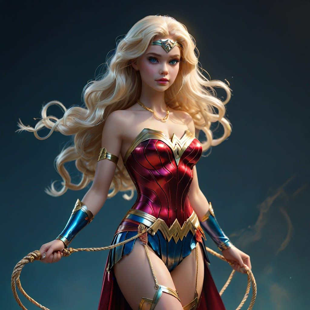 Barbie as Wonder Woman in Ethereal Digital Art