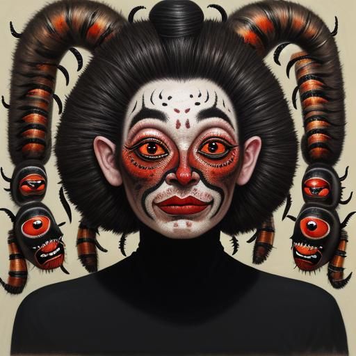 Surreal Caterpillar Woman in Dali Style