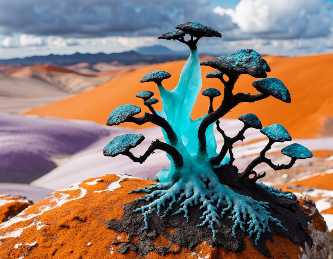 Animal exotique extraterrestre rampant sur un désert glacé s...