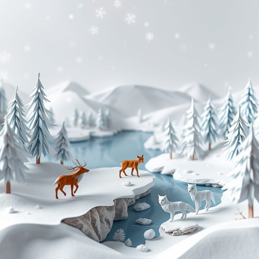 Origami Winter Wonderland with Whimsical Creatures