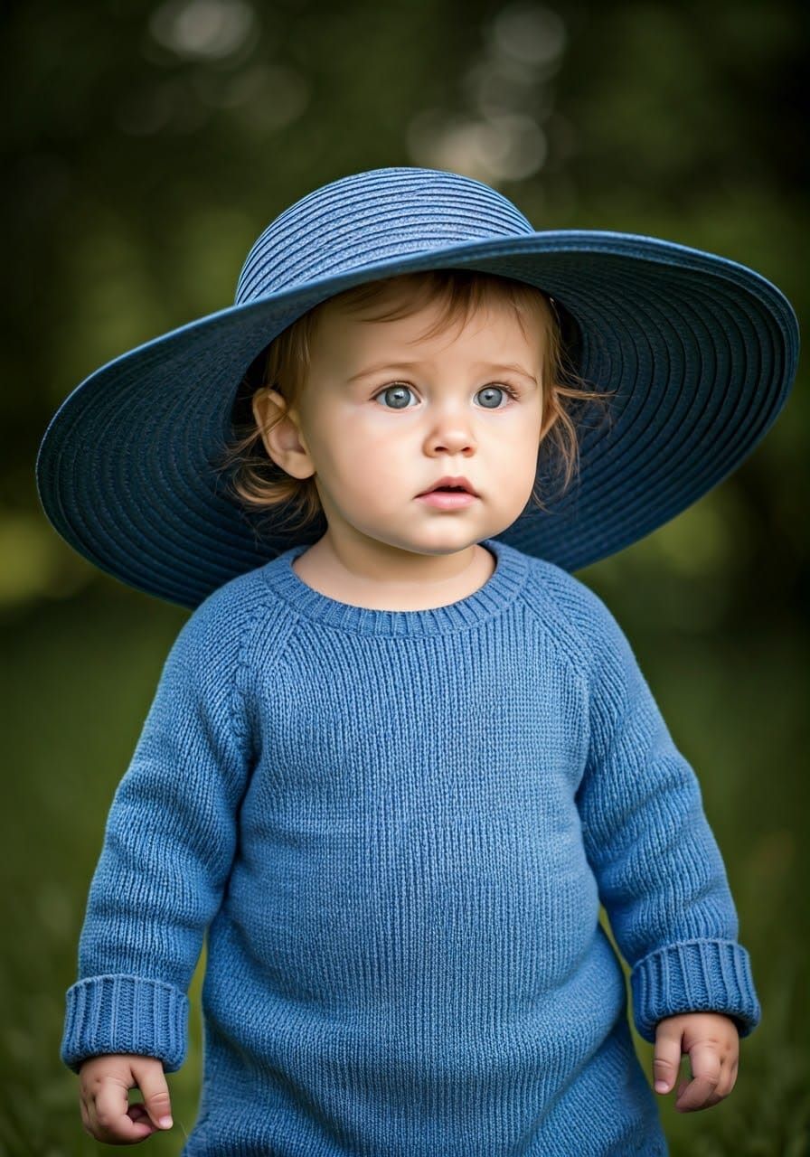 Charming Girl in a Vibrant Blue Hat