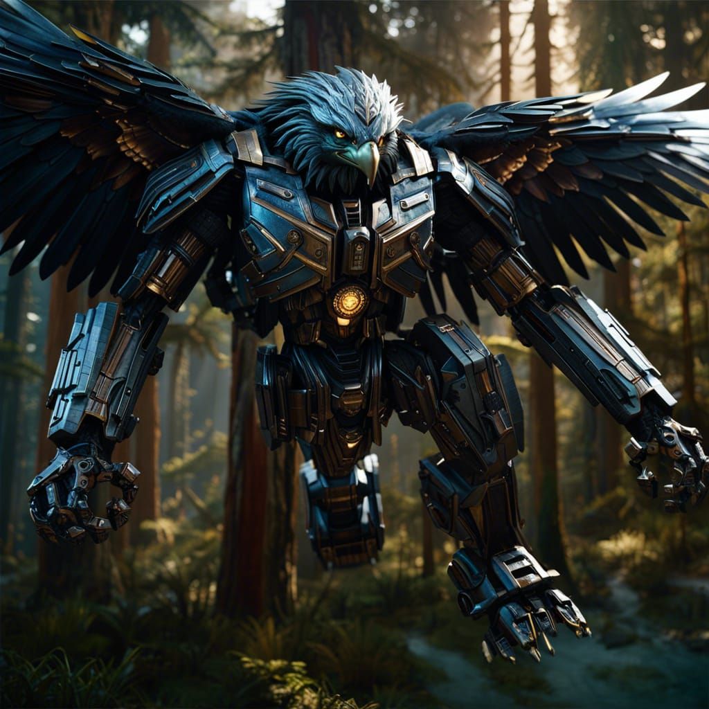 Eagle is Ironhide transformer in dark wood