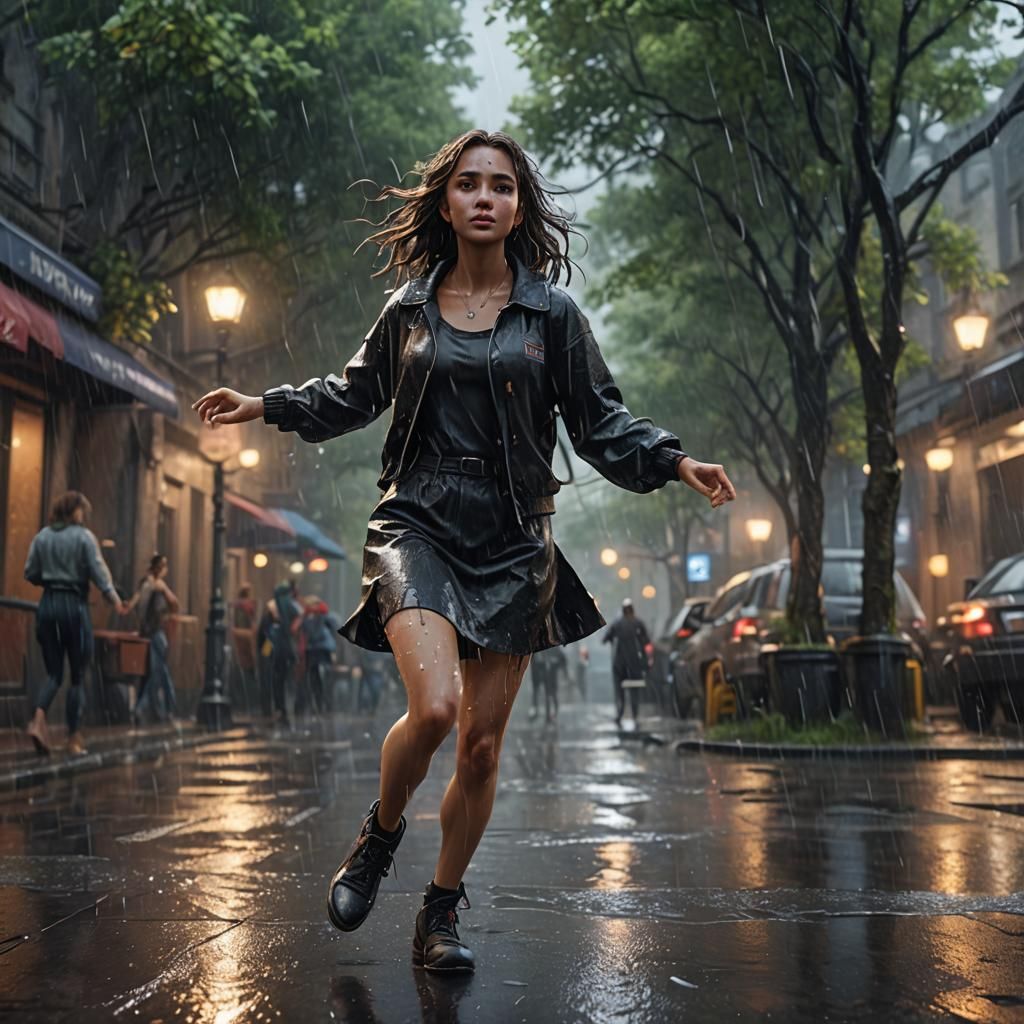Girl Dancing in Rain: 3D Game Cinematic