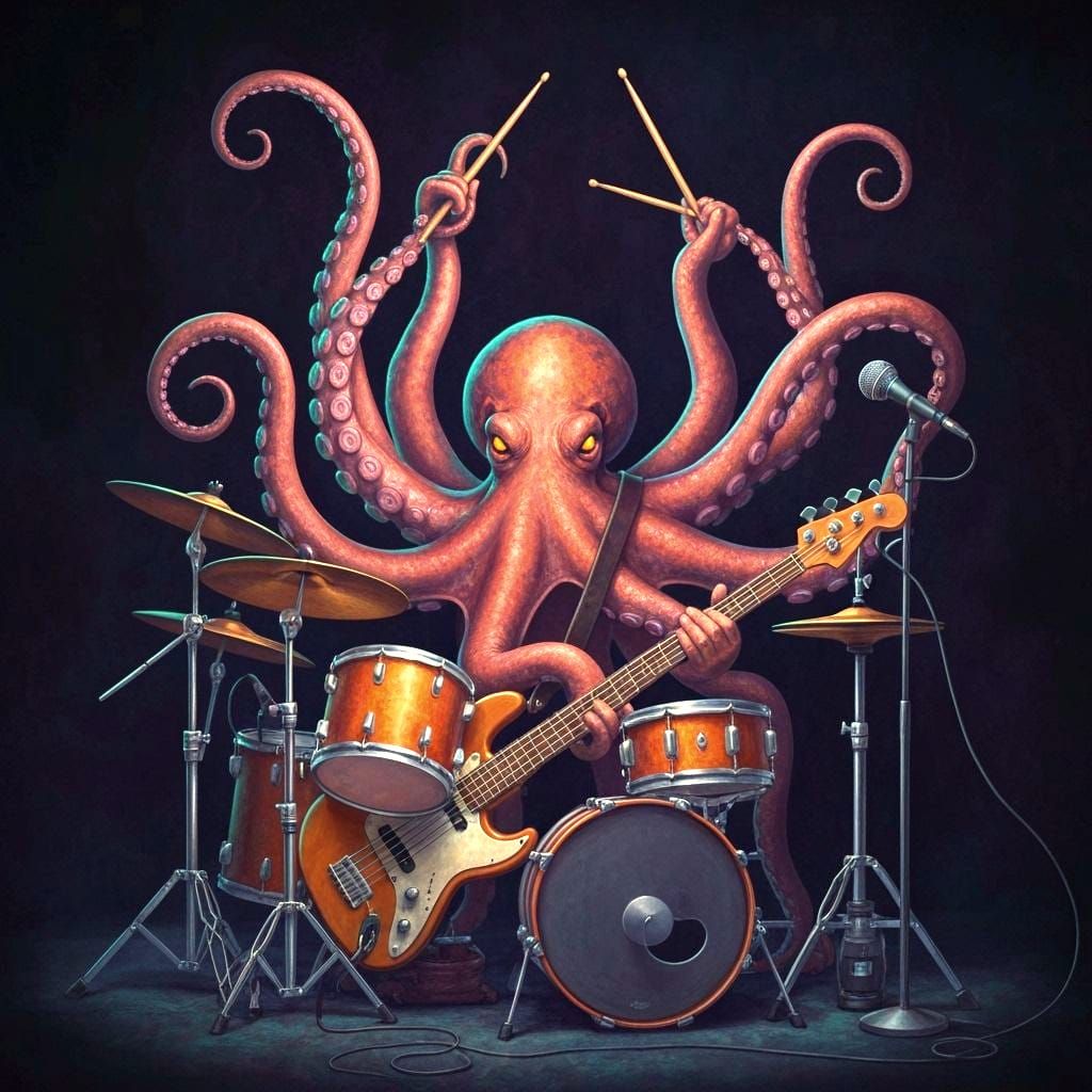 Octopus Rock Band Plays All Instruments