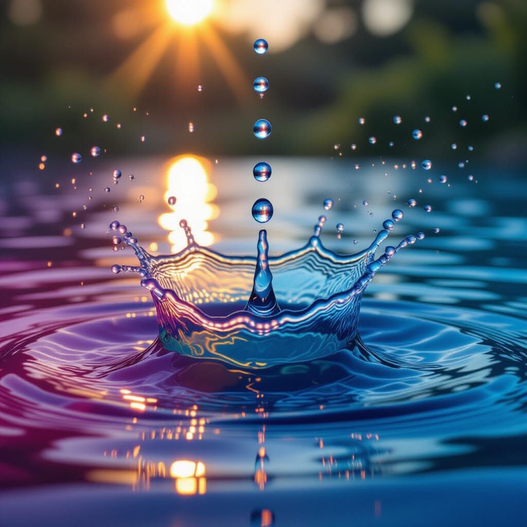 Vivid Hyperrealistic Water Drop Splash