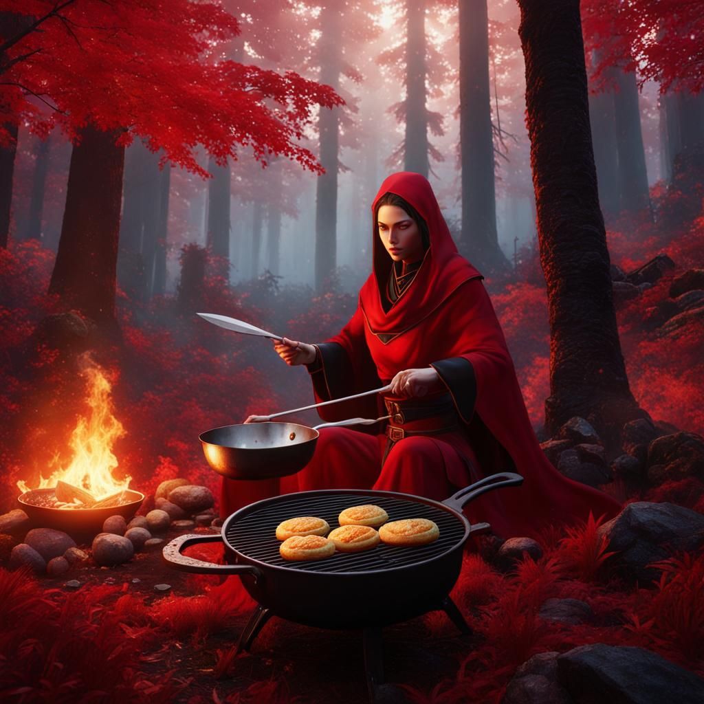 Malenia from Elden Ring Cooking Breakfast