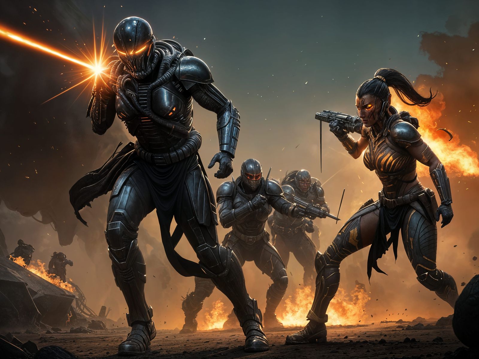 Xenomorph Armor: Amazon Warrior Woman in Battle