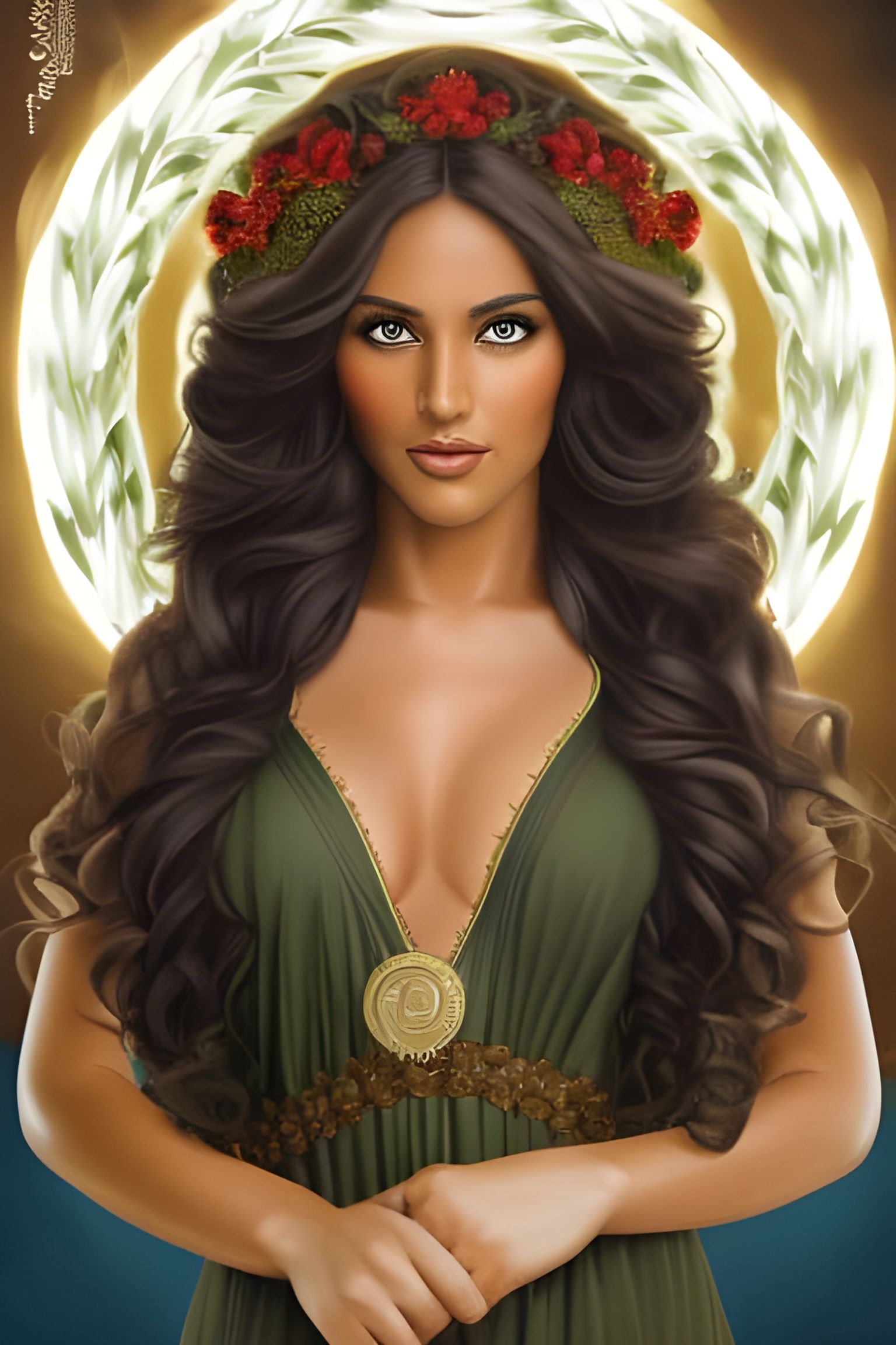 Greek Goddess Hestia Portrait in Digital Art Style