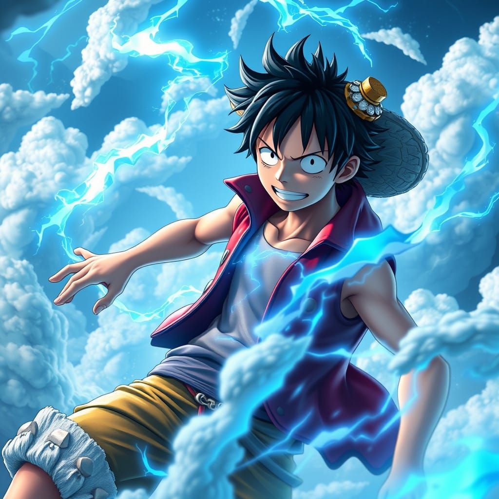 Epic Luffy in All Gears, Vibrant Anime Art