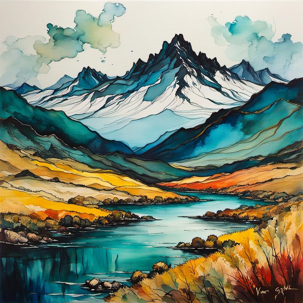 Impressionistic Landscape with Alcohol Ink