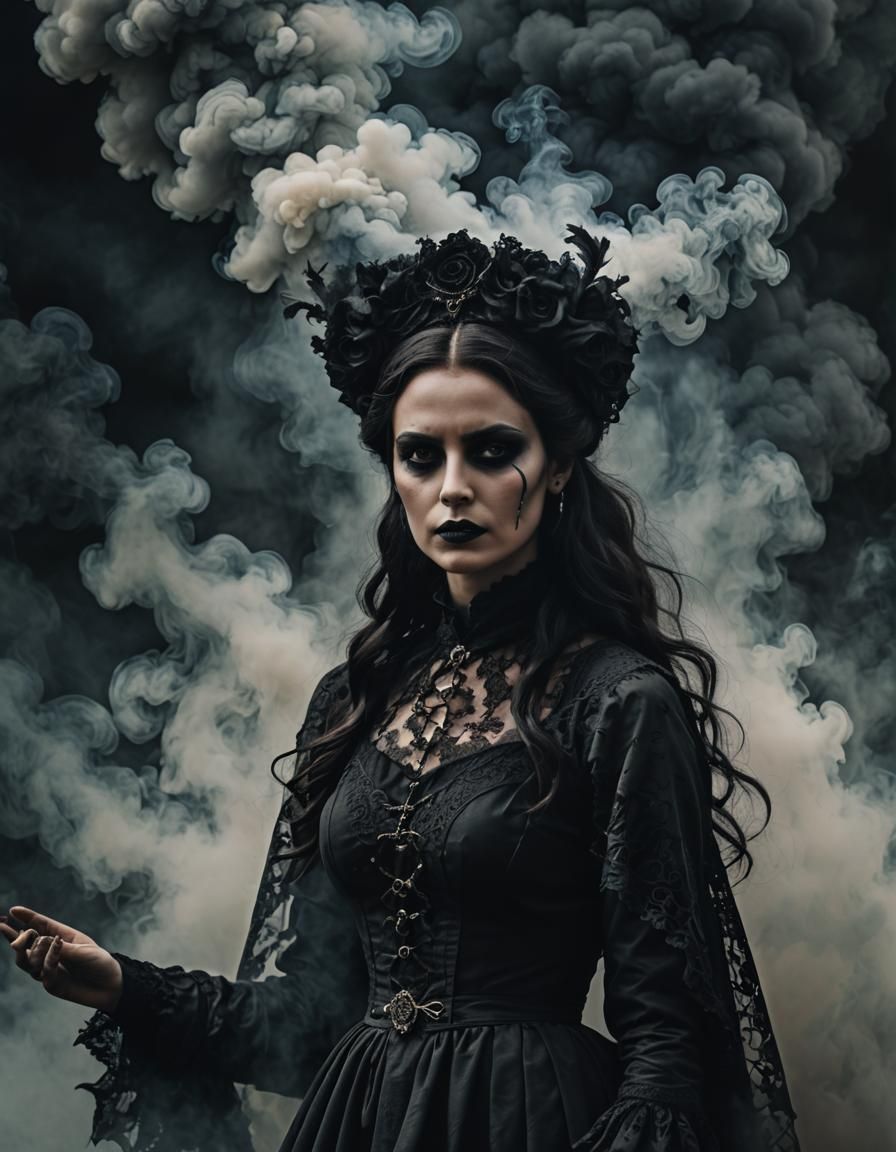 Gothic Woman Rising From Smoke