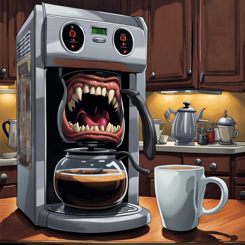 Creepy Gothic Monster in a Coffee Pot