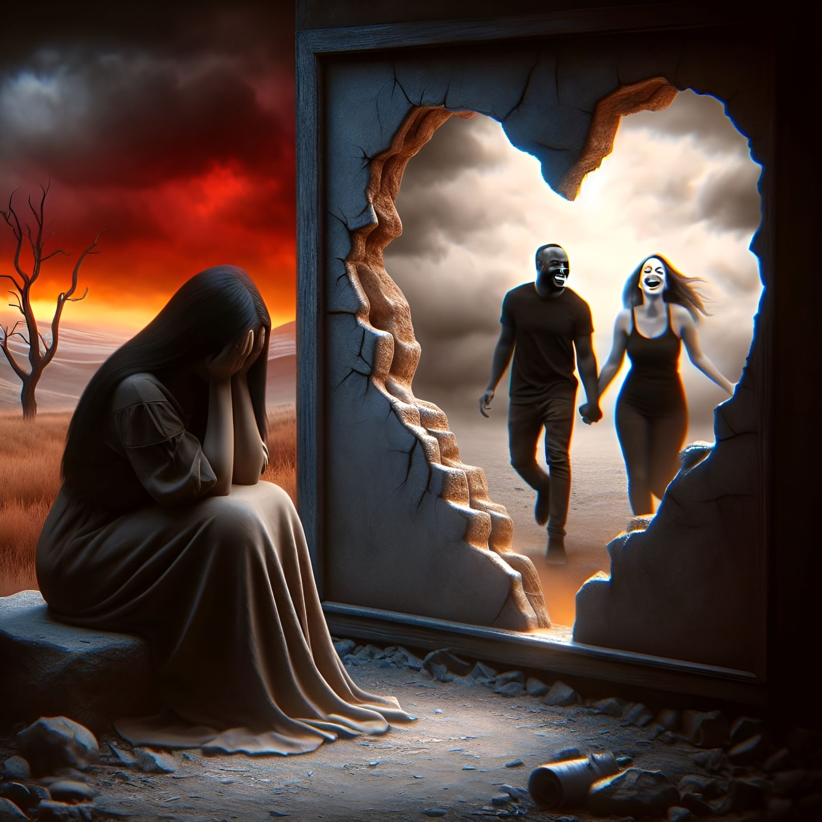 Solitary Woman's Heartbreak in Purgatory