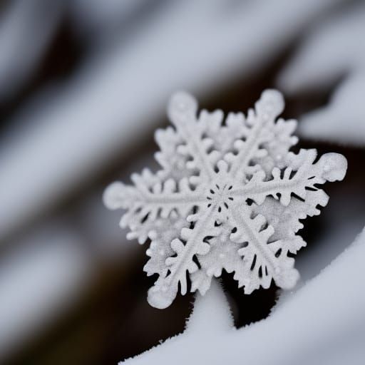 Detailed Macro Photograph of a Snowflake