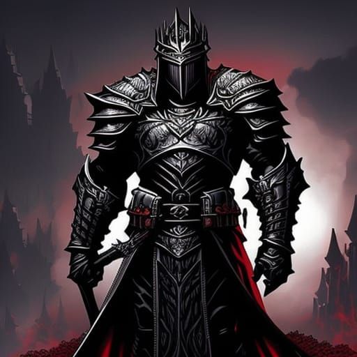 Dark Fantasy Unholy Paladin in Black Knight Armor