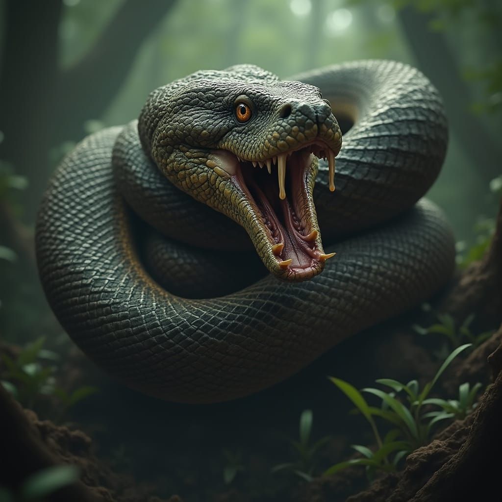 Dark-Scaled Python Constricts Grumpy in Primal, Pulse-Poundi...