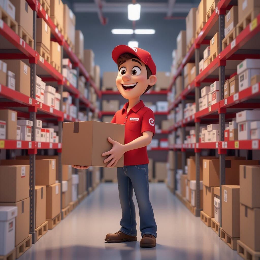 Diverse Team Member Backstocking in Pixar CGI Style