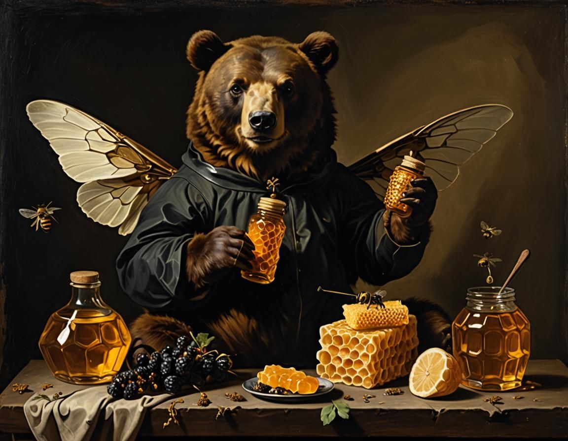 Honey Still Life in the Style of Caravaggio