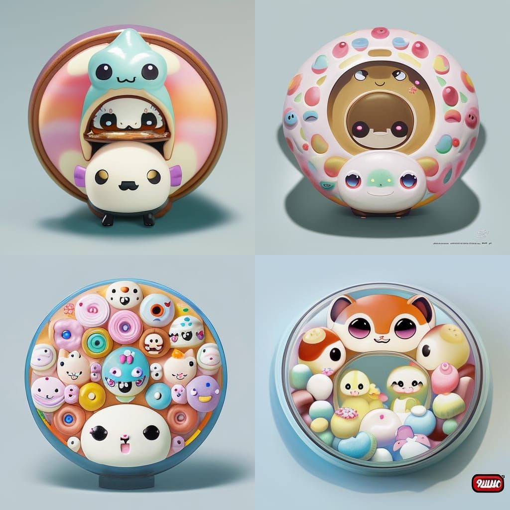 Chibi Donut Character in Studio Ghibli Style