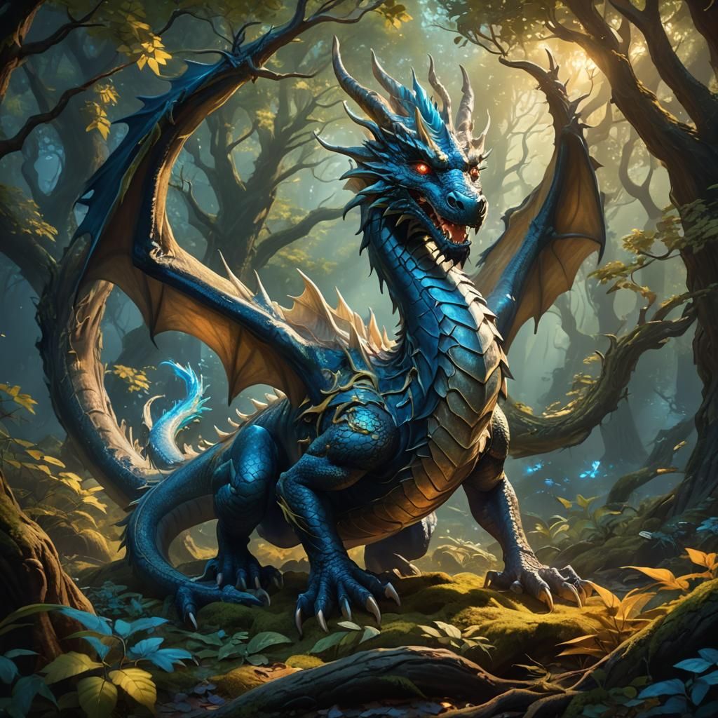 Mystical Dragon Emerges from Ancient Forest