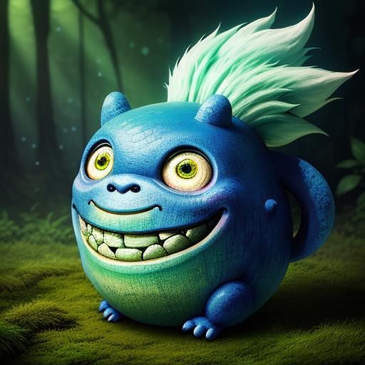 Whimsical Chibi Monster in Dreamcore Forest