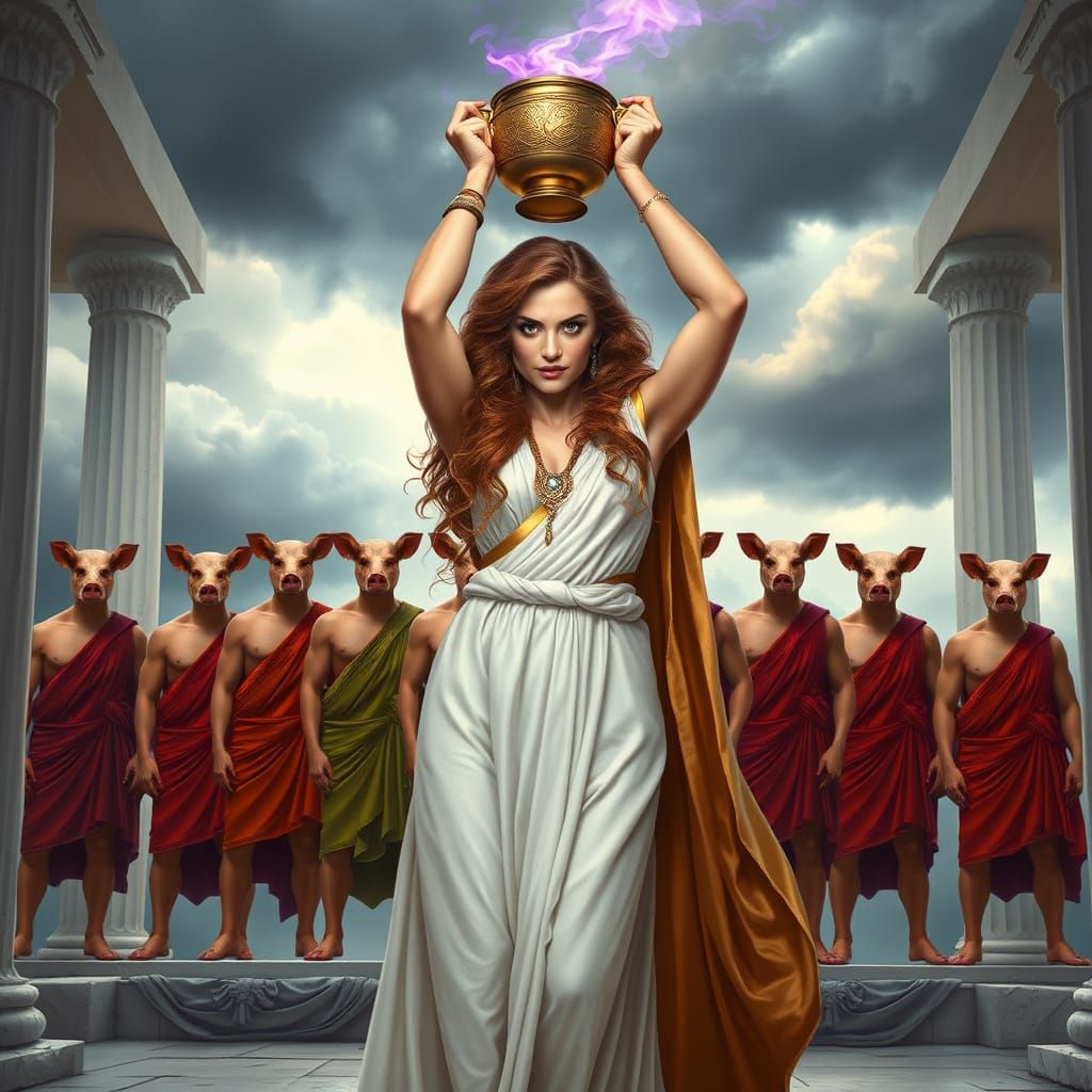Greek Goddess Circe in Ethereal Fantasy Style