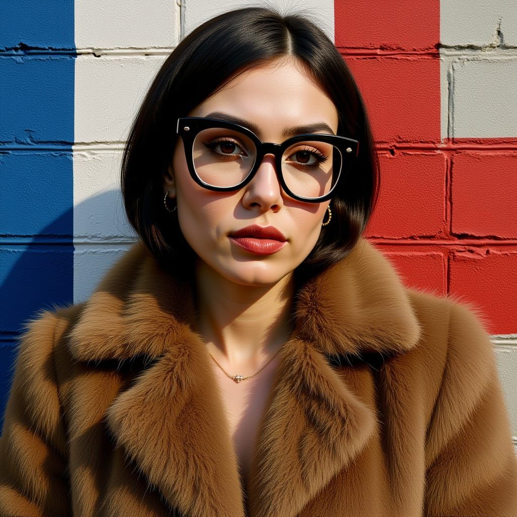 Hyperrealistic Portrait of Woman in Fur Coat