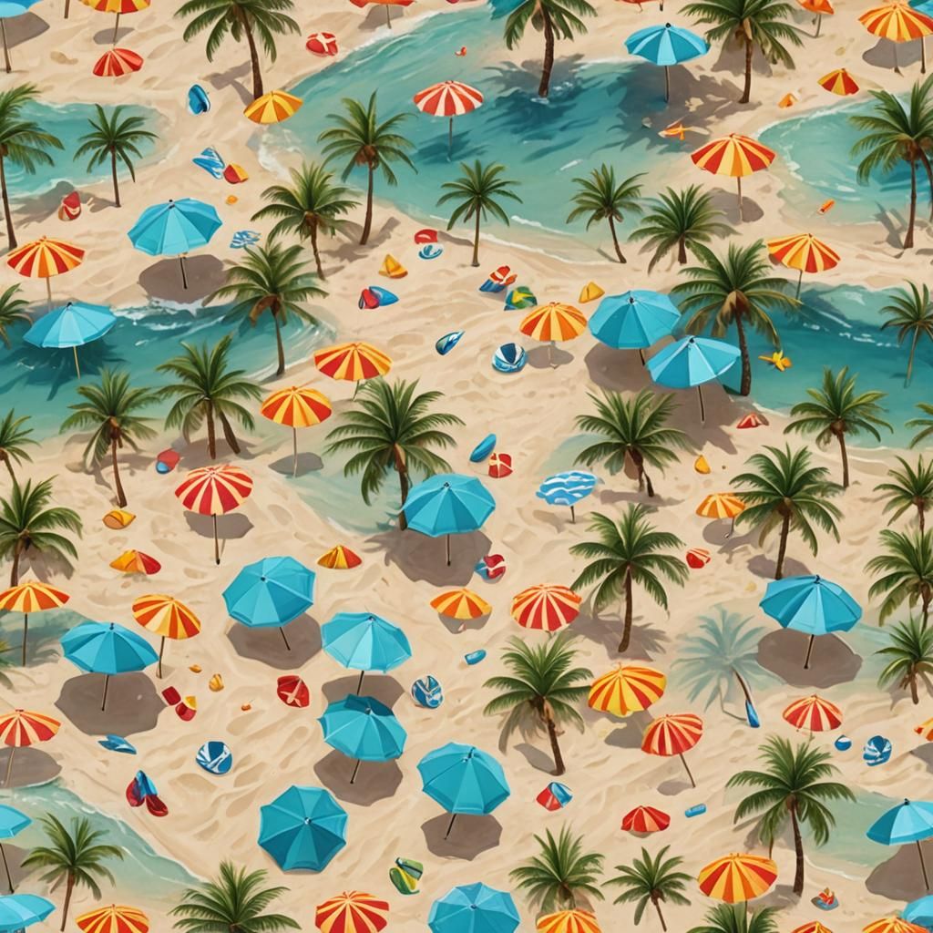 Vibrant Beach Scene with Turquoise Waters: Cinematic Film St...