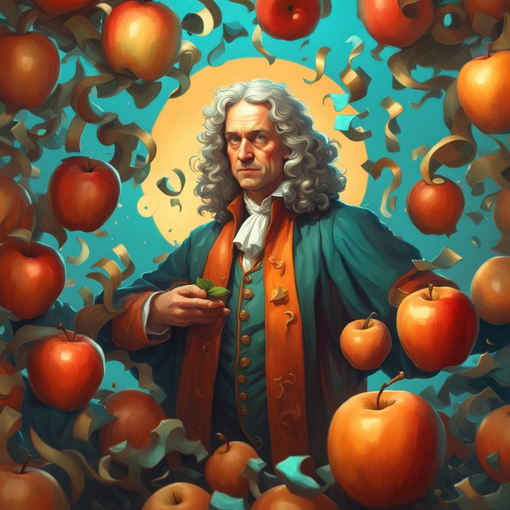 Newton and the Apple: Hyperdetailed Digital Art