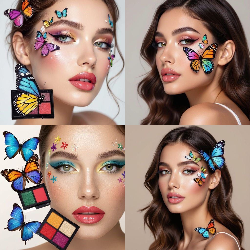 Woman with Butterfly Makeup in Motion