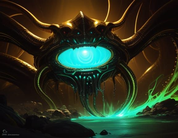 Alien Creature Trapped in Liquid Gold Sin