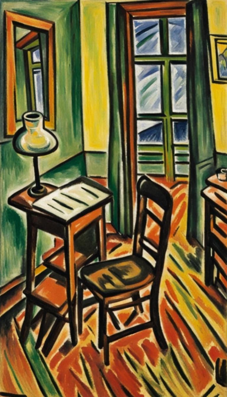 German Expressionist Room Interior in Heckel Style