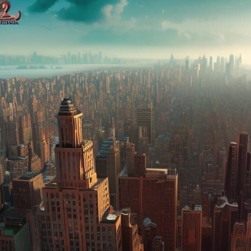 Fantastical Detailed Painting of New York City