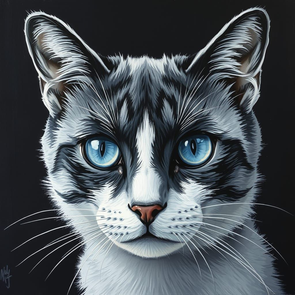 Feline Form in Thick Impasto Paint