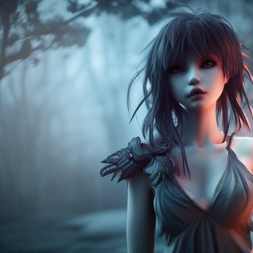 Wolf Girl in 3D Game Cinematic Style