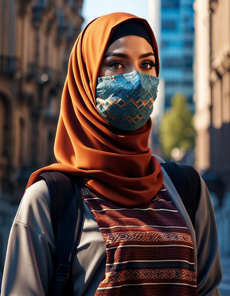 Gorgeous Hijabi Girl in Frankfurt: Digital Art Portrait