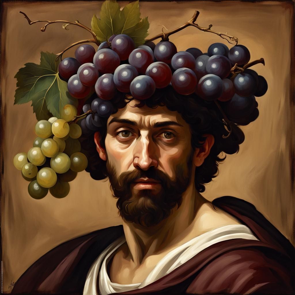 Dionysus with Grapes, Renaissance Digital Painting