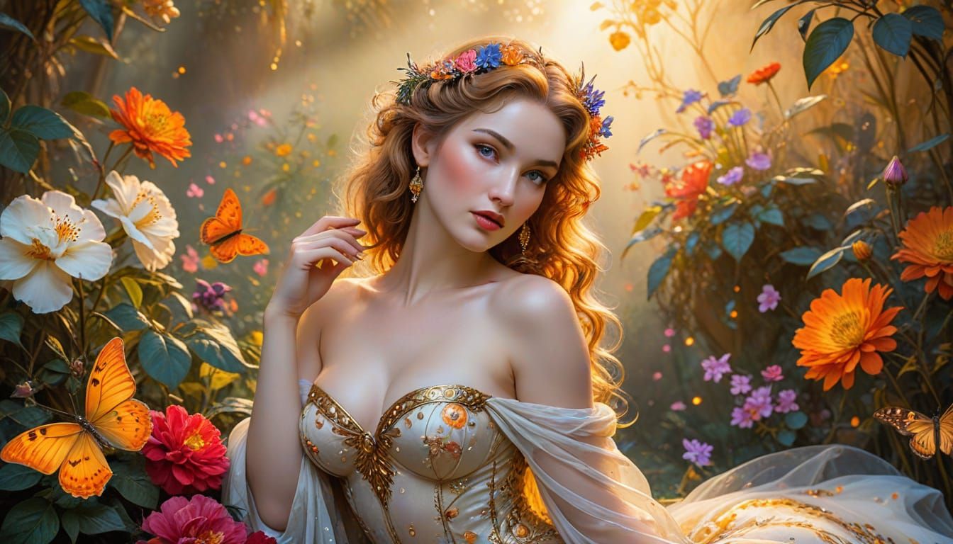 Aphrodite in Exotic Pin-Up Style Watercolor