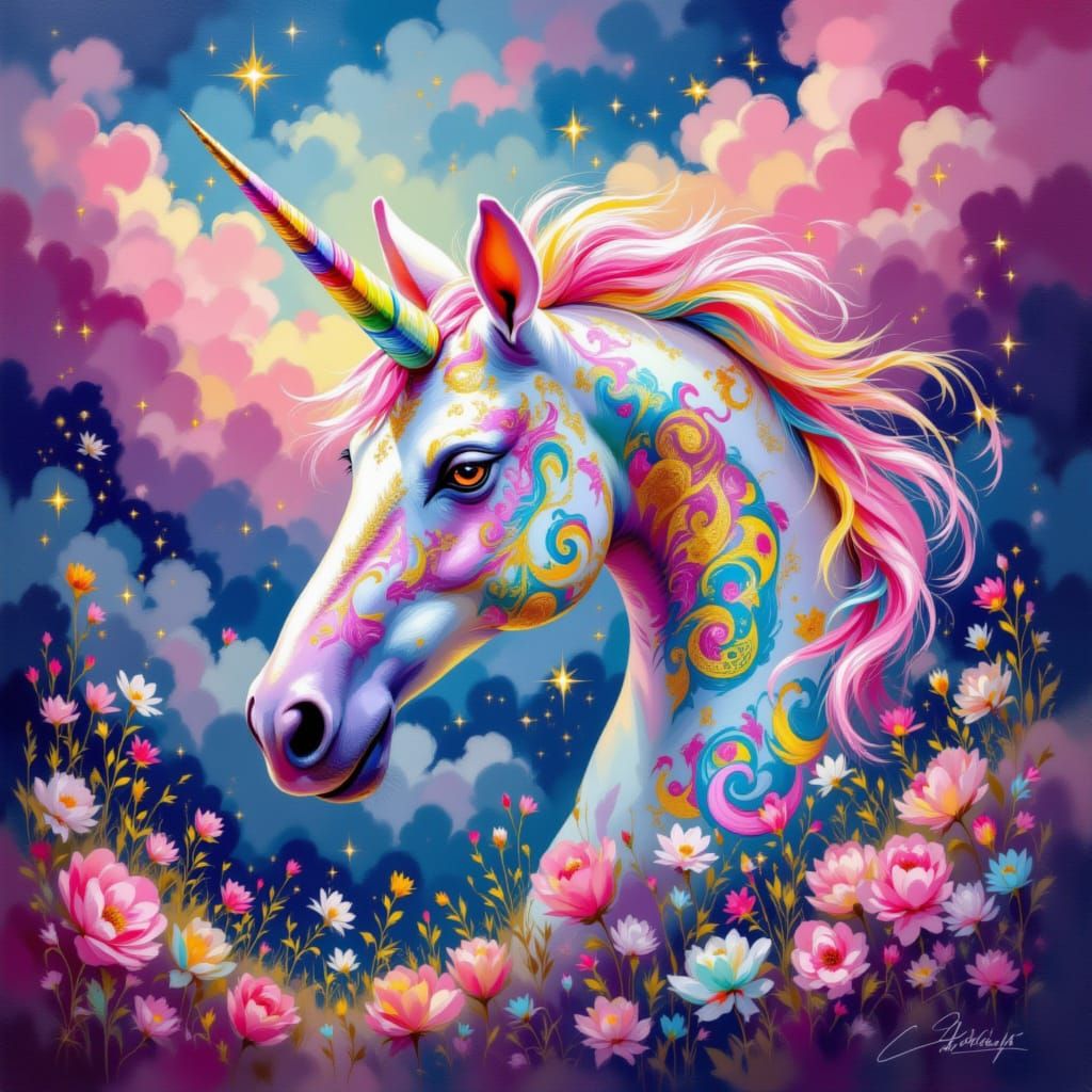 Unicorn in Ethereal Landscape as Digital Art