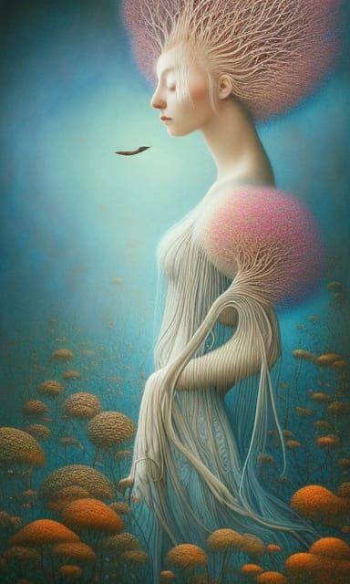 Mycelium Network with Forest Exposure in Rich Colors