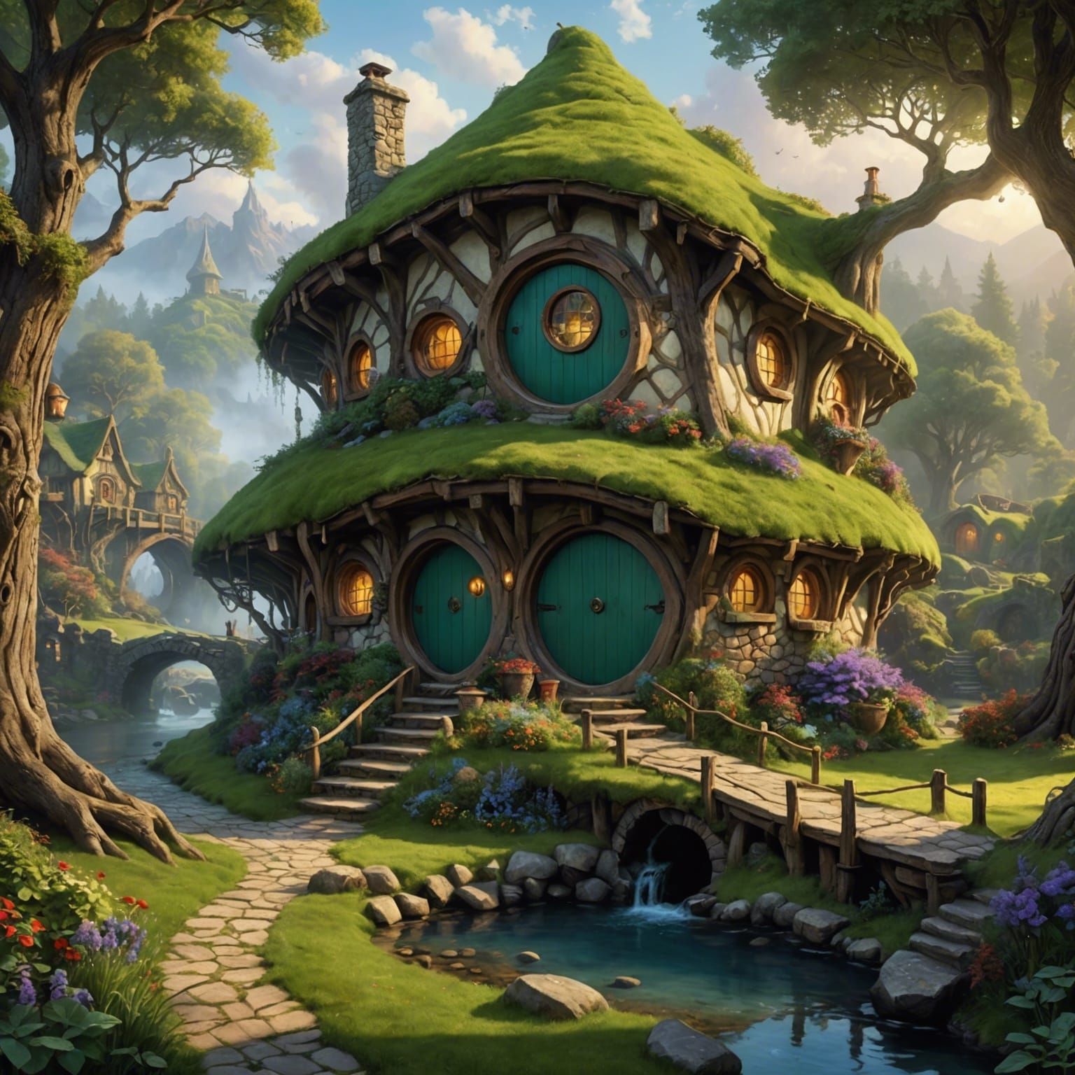 Enchanting Hobbit Hole Treehouse in Fantasy Style
