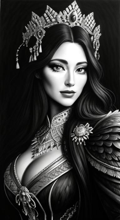 Charcoal Scratchboard Ink Portrait of a Lady