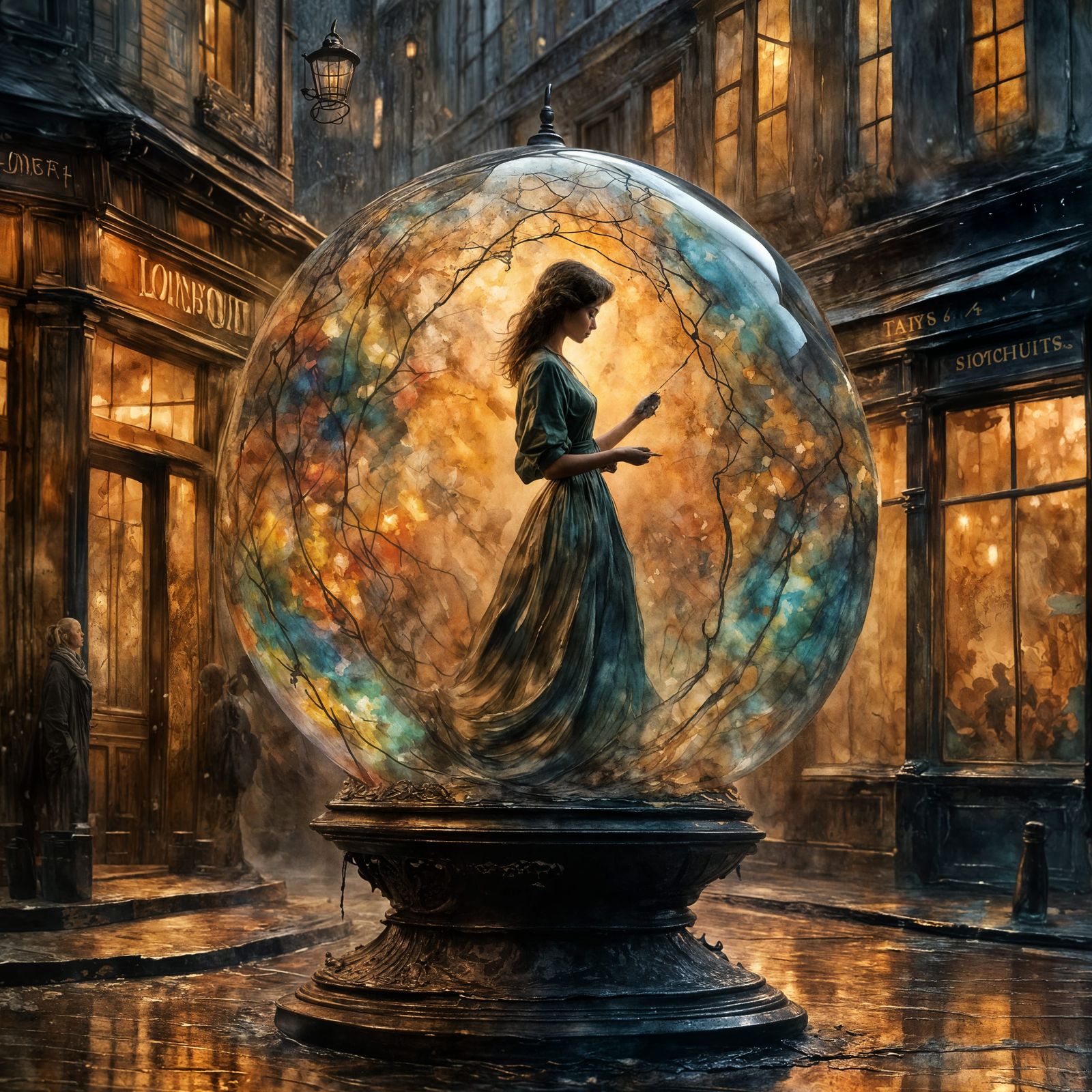 Vintage London Street Scene in Transparent Globe