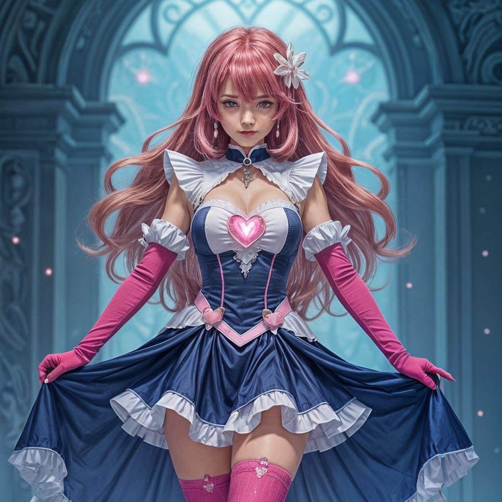 Pink-Haired Magical Girl with Celestial Pendant
