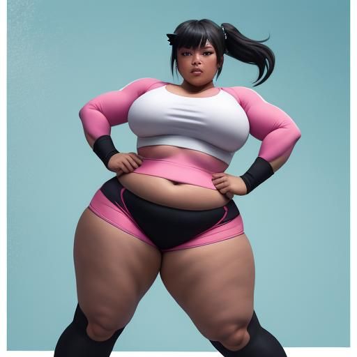 Chubby Neko Girl in Gym Clothes: 8k Artstation Image