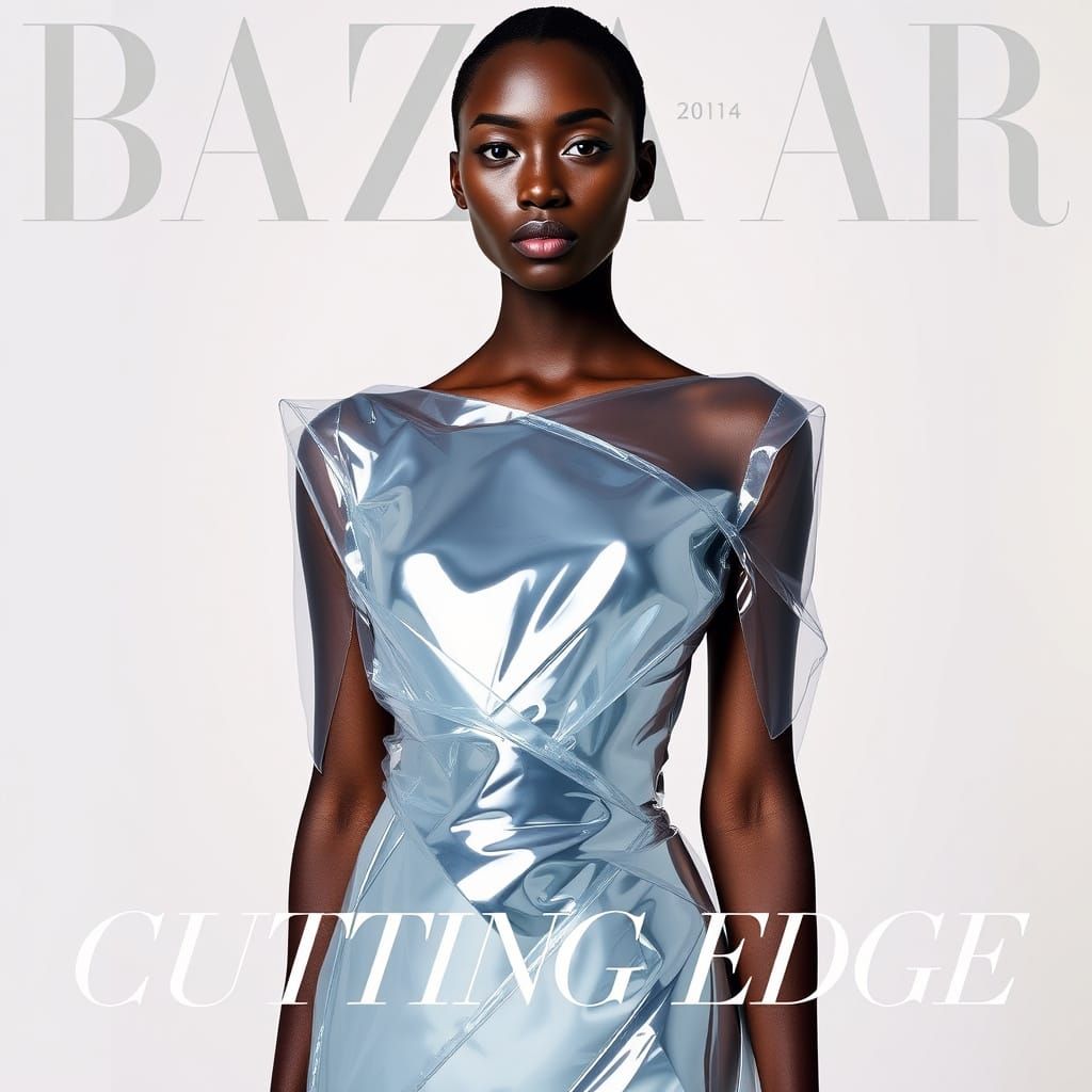 Avant-Garde Glass Dress on Model, Harper's Bazaar Cover